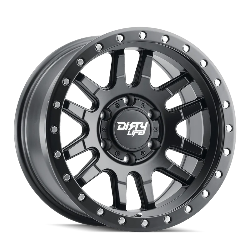 Dirty Life 9309 Canyon Pro 17x9/6x139.7 BP/-12mm Offset/106mm Hub Matte Black Wheel - Beadlock - Side View
