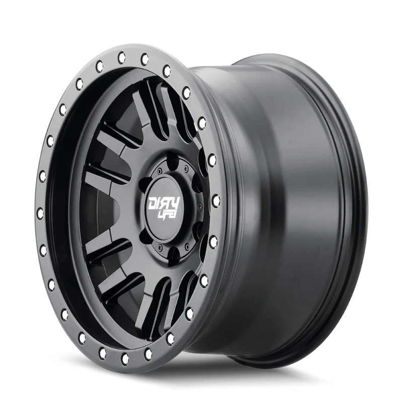 Dirty Life 9309 Canyon Pro 17x9/6x139.7 BP/-12mm Offset/106mm Hub Matte Black Wheel - Beadlock - Detail View