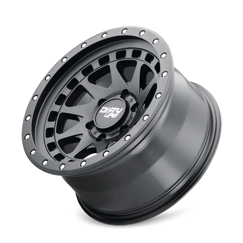 Dirty Life 9311 Enigma Pro 17x9/5x127 BP/-12mm Offset/71.5mm Hub Matte Black Wheel - Beadlock - Side View
