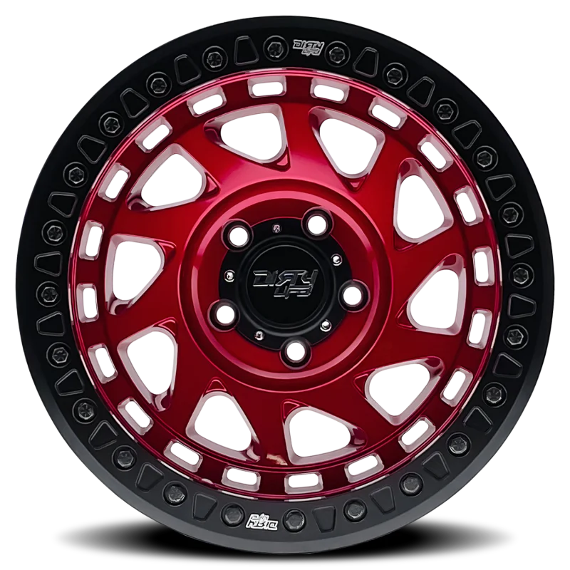 Dirty Life 9313 Enigma Race 17x9 / 5x127 BP / -12mm Offset / 78.1mm Hub Crimson Candy Red Wheel - Detail View