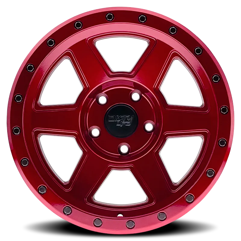 Dirty Life 9315 Compound 17x9 / 6x139.7 BP / -12mm Offset / 106mm Hub Crimson Candy Red Wheel - Side View