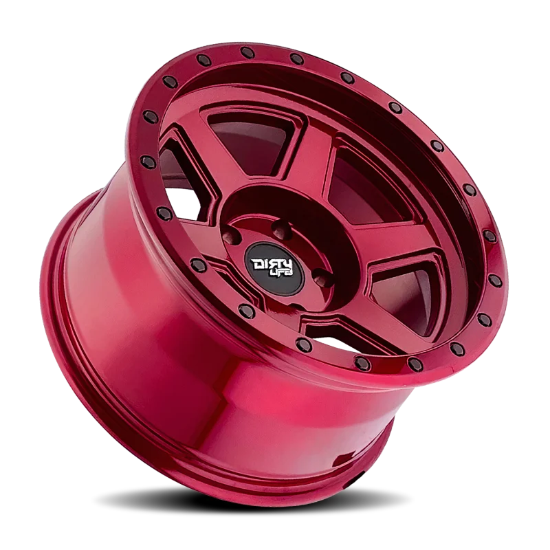 Dirty Life 9315 Compound 17x9 / 6x139.7 BP / -12mm Offset / 106mm Hub Crimson Candy Red Wheel - Detail View