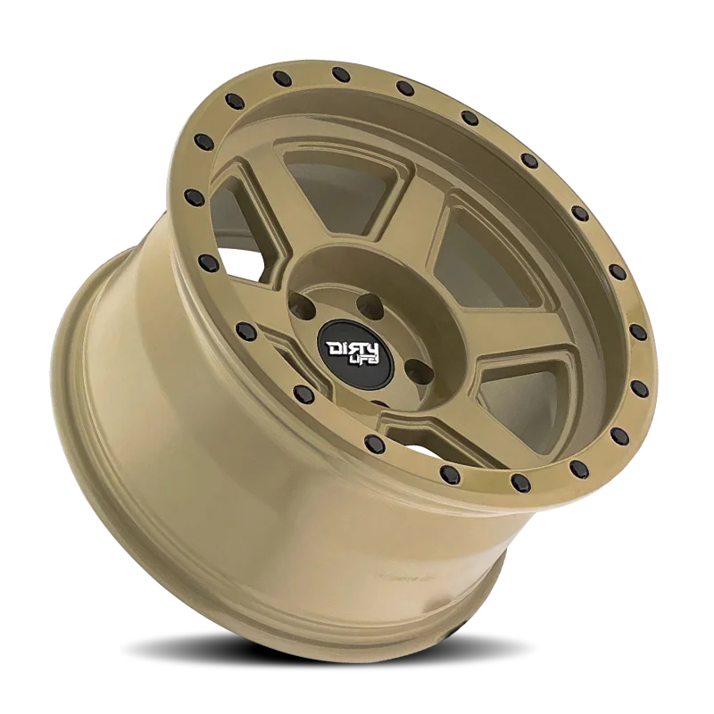 Dirty Life 9315 Compound 17x9 / 6x139.7 BP / -12mm Offset / 106mm Hub Desert Sand Wheel - Side View
