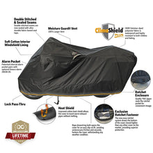 Load image into Gallery viewer, Dowco Cruisers (Small/Large) WeatherAll Plus Ratchet Motorcycle Cover Black - XL - Side View