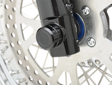 Load image into Gallery viewer, Drag Specialties Axle Caps - Front - Black - Pair - Side View