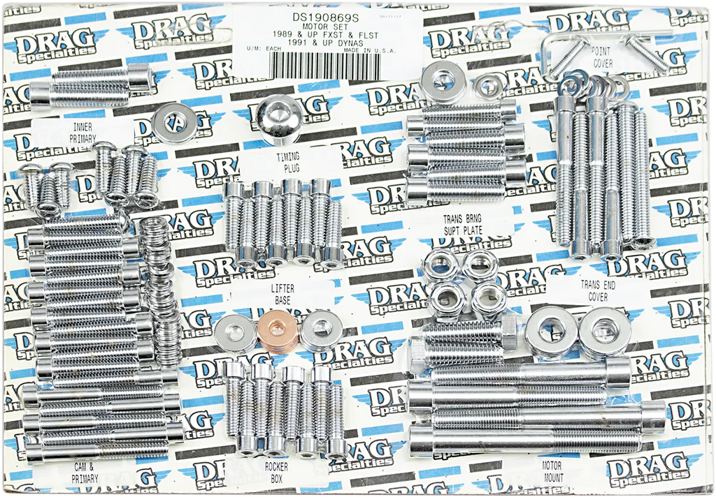Drag Specialties Bolt Kit - Complete Motor - Smooth/Socket-Head fits 1989-1993 Harley-Davidson Softail - Main Product View