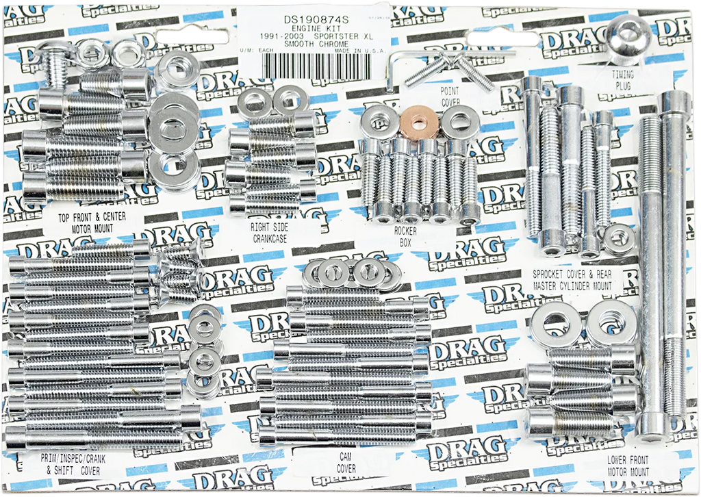 Drag Specialties Bolt Kit - Complete Motor - Smooth/Socket-Head fits 1991-2003 Harley-Davidson Sportster - Main Product View
