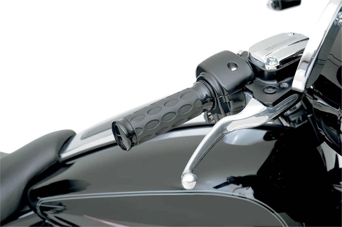 Drag Specialties Custom Rubber Grips - Hotop - Black/Rubber - Side View
