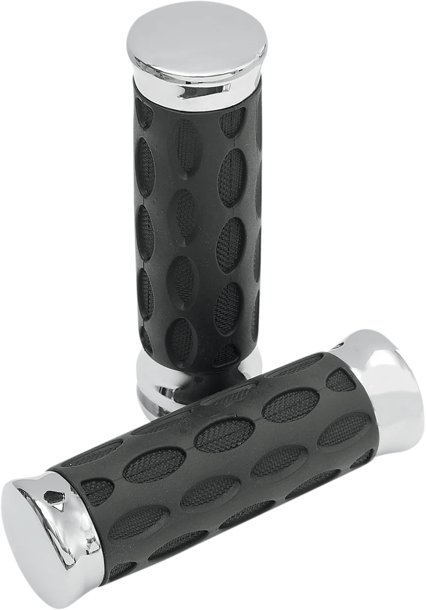 Drag Specialties Custom Rubber Grips - Hotop - Black/Rubber - Installation View