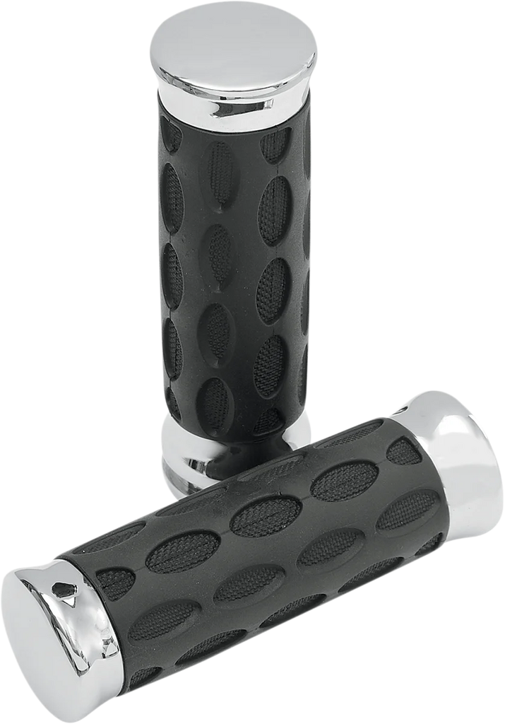 Drag Specialties Custom Rubber Grips - Hotop - TBW - Black/Rubber - Installation View