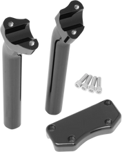 Load image into Gallery viewer, Drag Specialties Handlebar Riser &amp; Top Clamp Kit - 9-1/2" - Buffalo - Black - Main Product View