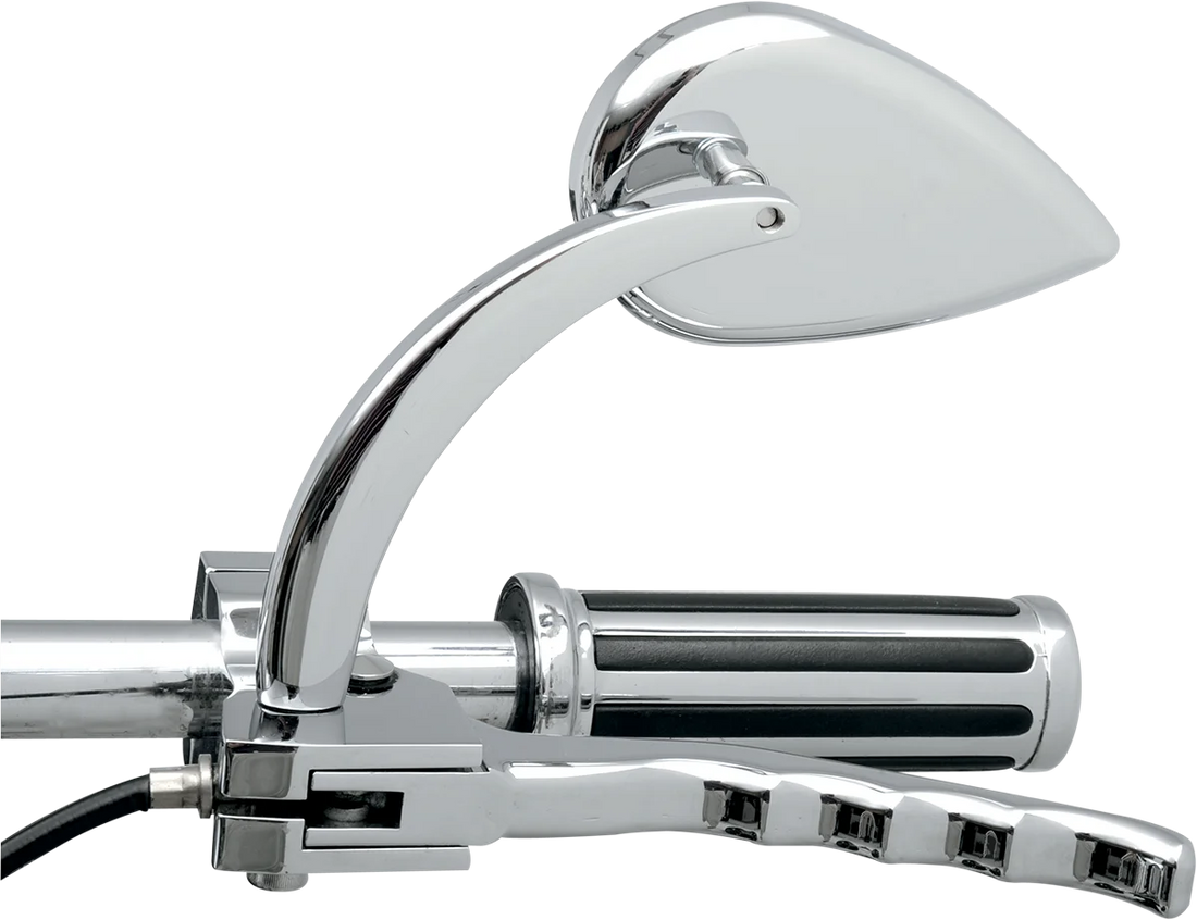 Drag Specialties Mirror - Side View - Teardrop - Chrome - Curved / Long Stem - Each - Side View