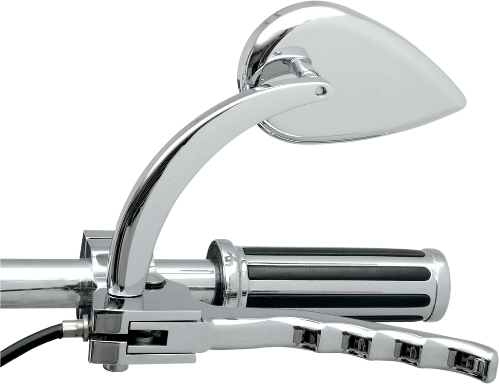 Drag Specialties Mirror - Side View - Teardrop - Chrome - Curved / Long Stem - Each - Side View