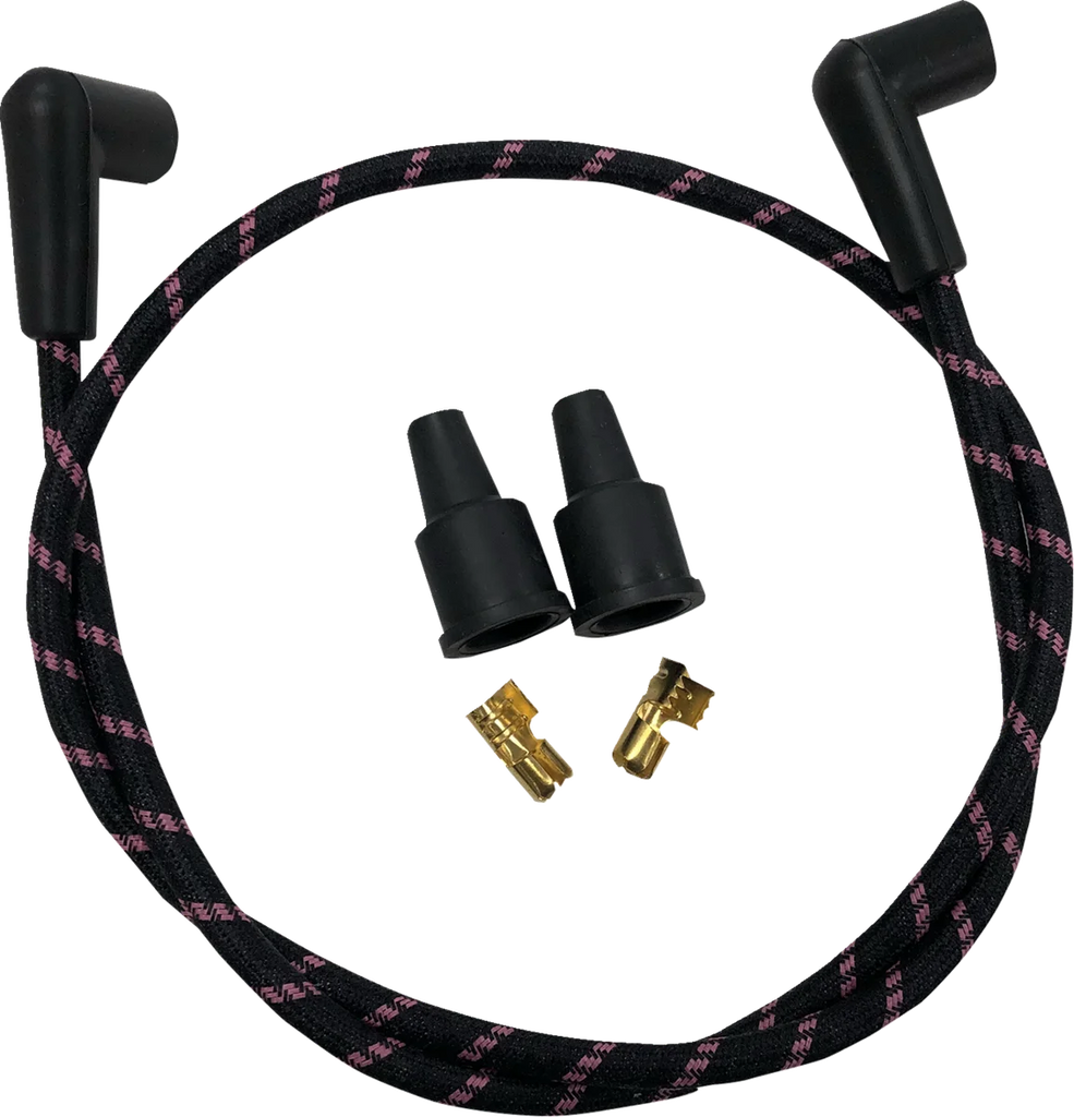 DragSpecialties Plug Wires - Braided - Black/Pink 40170 - Main Product View