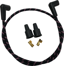 Load image into Gallery viewer, DragSpecialties Plug Wires - Braided - Black/Pink 40170 - Main Product View