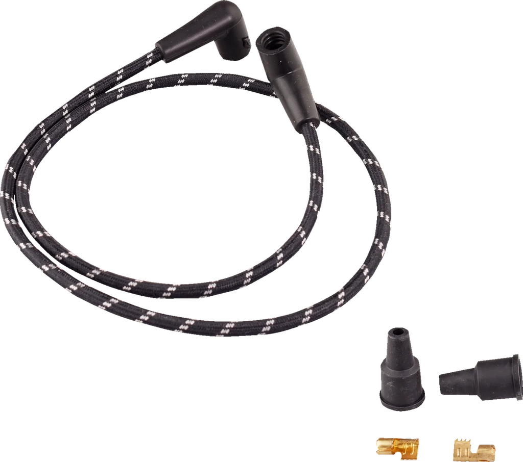 DragSpecialties Plug Wires - Braided - Black/White 40176 - Main Product View