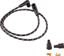 Load image into Gallery viewer, DragSpecialties Plug Wires - Braided - Black/White 40176 - Main Product View
