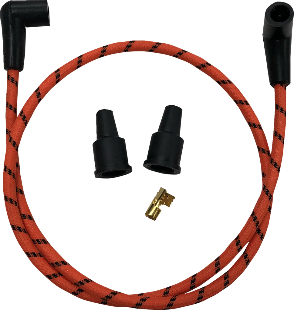 DragSpecialties Plug Wires - Braided - Orange/Black 40177 - Main Product View