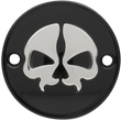 Load image into Gallery viewer, DragSpecialties Points Cover - Black - Chrome Skull - 2 Hole - M8 78102B - Main Product View
