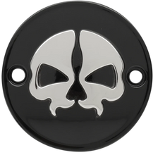 Load image into Gallery viewer, DragSpecialties Points Cover - Black - Chrome Skull - 2 Hole - M8 78102B - Main Product View