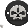 Load image into Gallery viewer, DragSpecialties Points Cover - Black - Chrome Skull - 2 Hole - M8 78102B - Side View