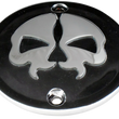 Load image into Gallery viewer, DragSpecialties Points Cover - Black - Chrome Skull - 2 Hole - Sportster 78042B - Main Product View