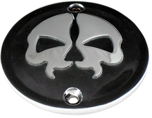Load image into Gallery viewer, DragSpecialties Points Cover - Black - Chrome Skull - 2 Hole - Sportster 78042B - Main Product View