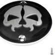 Load image into Gallery viewer, DragSpecialties Points Cover - Black - Chrome Skull - 2 Hole - Sportster 78042B - Side View