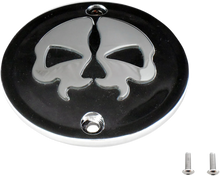 Load image into Gallery viewer, DragSpecialties Points Cover - Black - Chrome Skull - 2 Hole - Sportster 78042B - Side View
