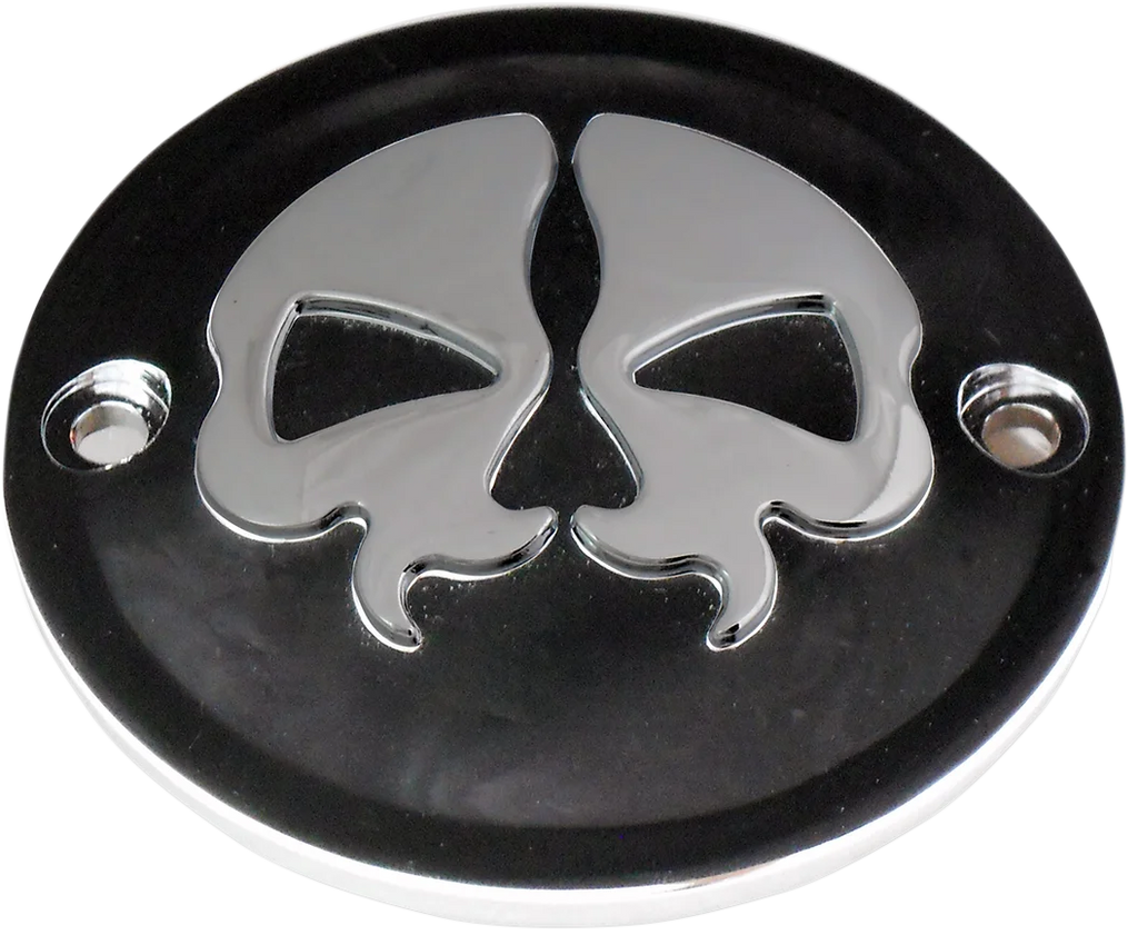 DragSpecialties Points Cover - Black - Chrome Skull - 2 Hole 78041B - Main Product View