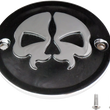 Load image into Gallery viewer, DragSpecialties Points Cover - Black - Chrome Skull - 2 Hole 78041B - Side View