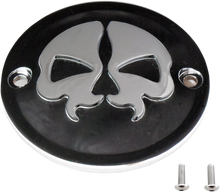 Load image into Gallery viewer, DragSpecialties Points Cover - Black - Chrome Skull - 2 Hole 78041B - Side View