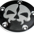 Load image into Gallery viewer, DragSpecialties Points Cover - Black - Chrome Skull - 5 Hole - Twin Cam 78040B - Main Product View