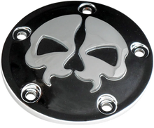 Load image into Gallery viewer, DragSpecialties Points Cover - Black - Chrome Skull - 5 Hole - Twin Cam 78040B - Main Product View