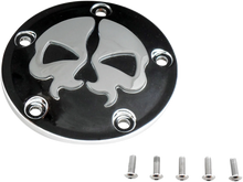 Load image into Gallery viewer, DragSpecialties Points Cover - Black - Chrome Skull - 5 Hole - Twin Cam 78040B - Side View
