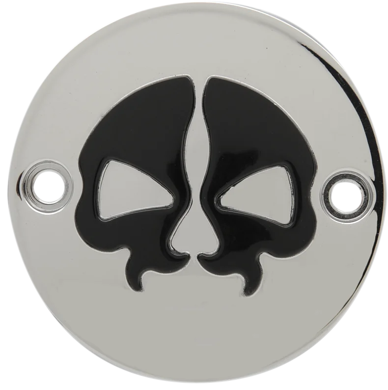 DragSpecialties Points Cover - Chrome - Black Skull - 2 Hole - M8 78102 - Main Product View