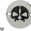 Load image into Gallery viewer, DragSpecialties Points Cover - Chrome - Black Skull - 2 Hole - M8 78102 - Side View