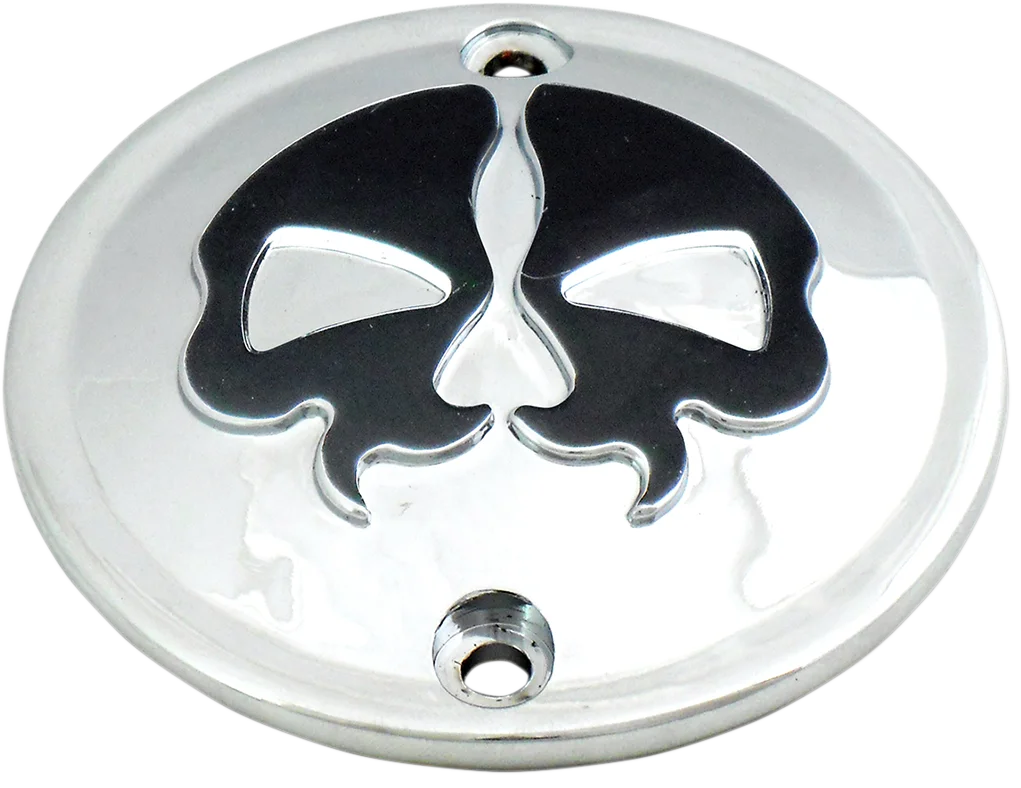 DragSpecialties Points Cover - Chrome - Black Skull - 2 Hole - Sportster 78042 - Main Product View