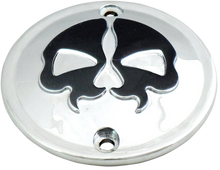 Load image into Gallery viewer, DragSpecialties Points Cover - Chrome - Black Skull - 2 Hole - Sportster 78042 - Main Product View