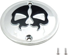 Load image into Gallery viewer, DragSpecialties Points Cover - Chrome - Black Skull - 2 Hole - Sportster 78042 - Side View
