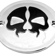 Load image into Gallery viewer, DragSpecialties Points Cover - Chrome - Black Skull - 2 Hole 78041 - Main Product View