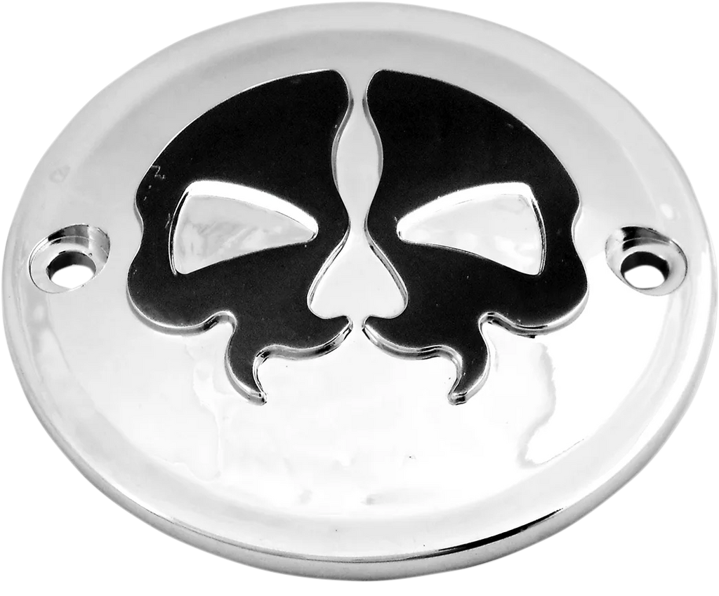 DragSpecialties Points Cover - Chrome - Black Skull - 2 Hole 78041 - Main Product View
