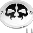 Load image into Gallery viewer, DragSpecialties Points Cover - Chrome - Black Skull - 2 Hole 78041 - Side View