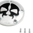 Load image into Gallery viewer, DragSpecialties Points Cover - Chrome - Black Skull - 2 Hole 78041 - Detail View