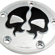 Load image into Gallery viewer, DragSpecialties Points Cover - Chrome - Black Skull - 5 Hole - Twin Cam 78040 - Main Product View