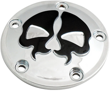Load image into Gallery viewer, DragSpecialties Points Cover - Chrome - Black Skull - 5 Hole - Twin Cam 78040 - Main Product View