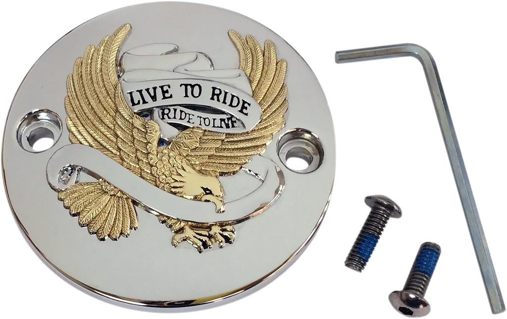 DragSpecialties Points Cover - Chrome/Gold/Black - M8 I30-0223GA - Side View