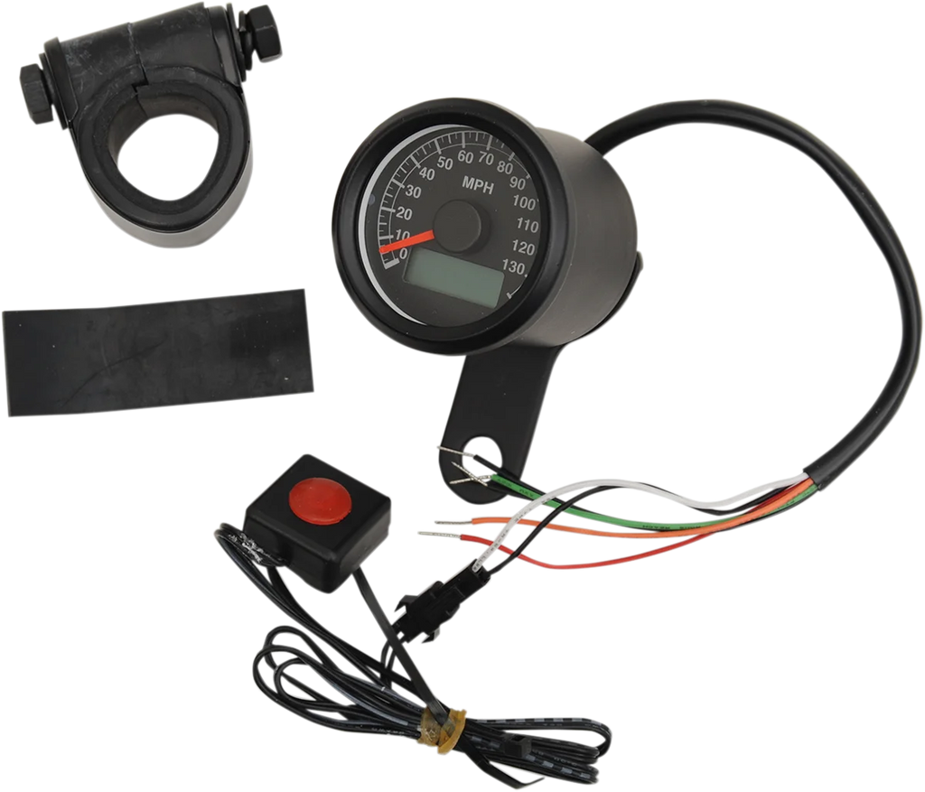 DragSpecialties Programmable Mini Electronic Speedometer with Odometer/Tripmeter - 1.87"