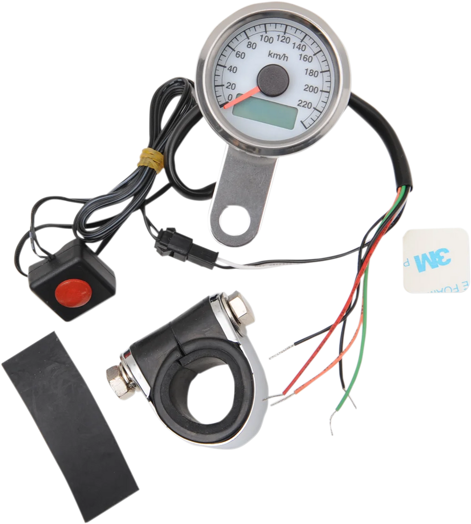 DragSpecialties Programmable Mini Electronic Speedometer with Odometer/Tripmeter - 1.87"