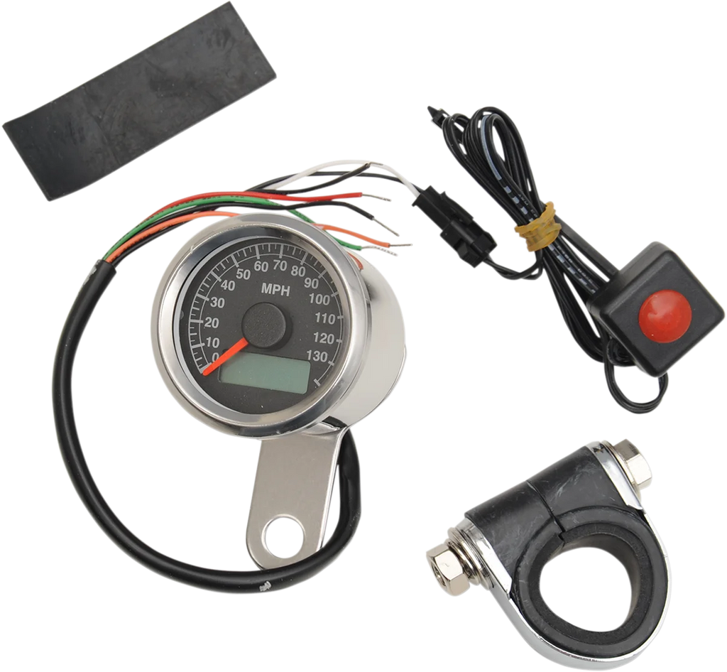 DragSpecialties Programmable Mini Electronic Speedometer with Odometer/Tripmeter - 1.87"